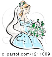 Poster, Art Print Of Pretty Bride In A Blue Gown