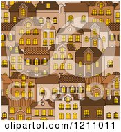 Clipart Of A Seamless Pattern Of Brown City Residential Buildings 2 Royalty Free Vector Illustration