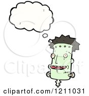 Cartoon Of A Frankenstein Head Thinking Royalty Free Vector Illustration