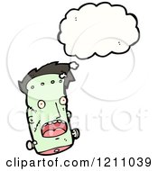 Cartoon Of A Frankenstein Head Thinking Royalty Free Vector Illustration
