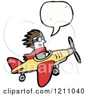 Cartoon Of A Plane And Pilot Speaking Royalty Free Vector Illustration by lineartestpilot
