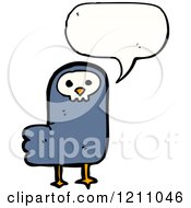 Cartoon Of A Skull Bird Speaking Royalty Free Vector Illustration