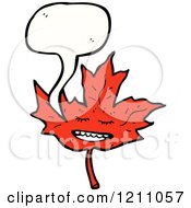 Cartoon Of A Red Maple Leaf Speaking Royalty Free Vector Illustration by lineartestpilot