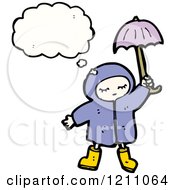 Cartoon Of A Child In A Raincoat Thinking Royalty Free Vector Illustration