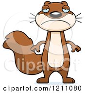 Cartoon Of A Depressed Slim Squirrel Royalty Free Vector Clipart