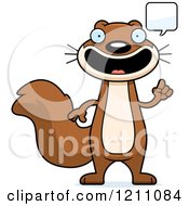 Cartoon Of A Talking Slim Squirrel Royalty Free Vector Clipart