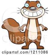 Cartoon Of A Grinning Slim Squirrel Royalty Free Vector Clipart
