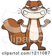 Cartoon Of A Mad Slim Squirrel Royalty Free Vector Clipart