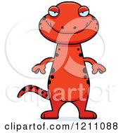 Cartoon Of A Sly Slim Red Salamander Royalty Free Vector Clipart