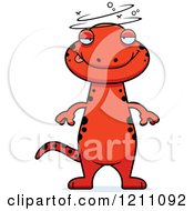 Cartoon Of A Drunk Slim Red Salamander Royalty Free Vector Clipart