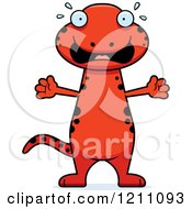 Cartoon Of A Scared Slim Red Salamander Royalty Free Vector Clipart