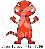 Cartoon Of A Drunk Slim Red Salamander Royalty Free Vector Clipart