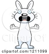 Cartoon Of A Scared Slim White Rabbit Royalty Free Vector Clipart