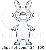 Cartoon Of A Grinning Slim White Rabbit Royalty Free Vector Clipart