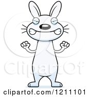 Cartoon Of A Mad Slim White Rabbit Royalty Free Vector Clipart
