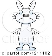 Cartoon Of A Depressed Slim White Rabbit Royalty Free Vector Clipart
