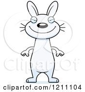 Cartoon Of A Sly Slim White Rabbit Royalty Free Vector Clipart