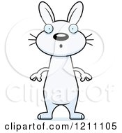 Cartoon Of A Surprised Slim White Rabbit Royalty Free Vector Clipart