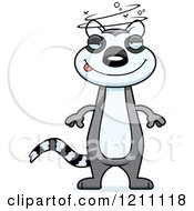 Cartoon Of A Drunk Slim Lemur Royalty Free Vector Clipart