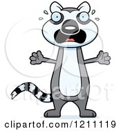 Cartoon Of A Scared Slim Lemur Royalty Free Vector Clipart