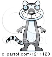 Cartoon Of A Grinning Slim Lemur Royalty Free Vector Clipart