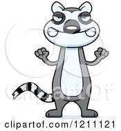 Cartoon Of A Mad Slim Lemur Royalty Free Vector Clipart