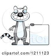 Poster, Art Print Of Happy Slim Lemur With A Sign