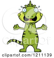 Cartoon Of A Scared Slim Iguana Royalty Free Vector Clipart