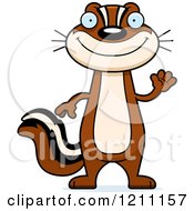 Cartoon Of A Waving Slim Chipmunk Royalty Free Vector Clipart