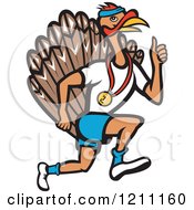 Poster, Art Print Of Turkey Trot Runner With A Medal And Thumb Up