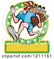 Poster, Art Print Of Turkey Trot Runner In A Circle Of Stars With Copyspace
