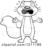 Cartoon Of A Black And White Scared Slim Squirrel Royalty Free Vector Clipart