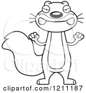 Cartoon Of A Black And White Mad Slim Squirrel Royalty Free Vector Clipart