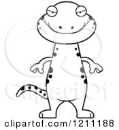 Cartoon Of A Black And White Sly Slim Salamander Royalty Free Vector Clipart