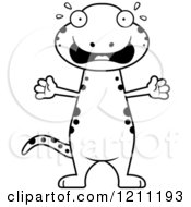 Cartoon Of A Black And White Scared Slim Salamander Royalty Free Vector Clipart