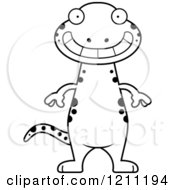 Cartoon Of A Black And White Grinning Slim Salamander Royalty Free Vector Clipart by Cory Thoman