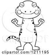 Cartoon Of A Black And White Drunk Slim Salamander Royalty Free Vector Clipart