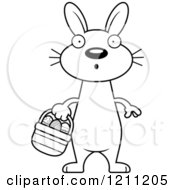 Cartoon Of A Black And White Surprised Slim Easter Bunny Royalty Free Vector Clipart