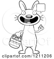 Cartoon Of A Black And White Talking Slim Easter Bunny Royalty Free Vector Clipart