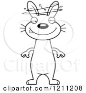 Cartoon Of A Black And White Drunk Slim Rabbit Royalty Free Vector Clipart