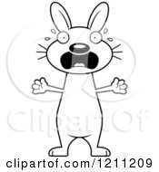 Cartoon Of A Black And White Scared Slim Rabbit Royalty Free Vector Clipart
