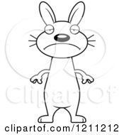 Cartoon Of A Black And White Depressed Slim Rabbit Royalty Free Vector Clipart
