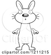 Cartoon Of A Black And White Surprised Slim Rabbit Royalty Free Vector Clipart