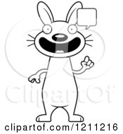Cartoon Of A Black And White Talking Slim Rabbit Royalty Free Vector Clipart