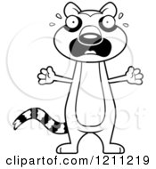 Cartoon Of A Black And White Scared Slim Lemur Royalty Free Vector Clipart
