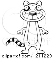 Cartoon Of A Black And White Grinning Slim Lemur Royalty Free Vector Clipart