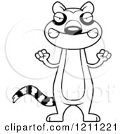 Cartoon Of A Black And White Mad Slim Lemur Royalty Free Vector Clipart