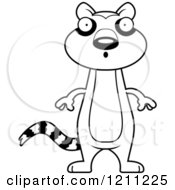 Cartoon Of A Black And White Surprised Slim Lemur Royalty Free Vector Clipart