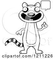 Cartoon Of A Black And White Talking Slim Lemur Royalty Free Vector Clipart
