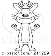 Cartoon Of A Black And White Mad Slim Jackalope Royalty Free Vector Clipart